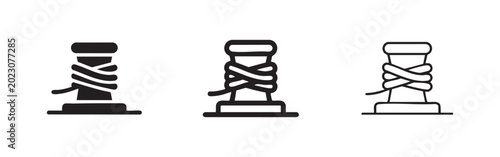 Canvas Print Mooring Bollard Icon Set with Rope for Port and Maritime Design