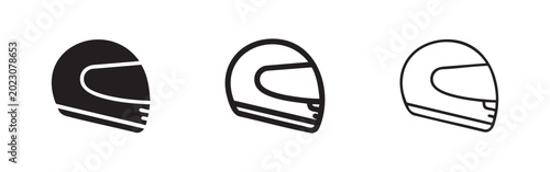 Bild auf Leinwand Motorcycle racing helmet icon set in glyph, outline, and line styles