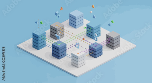 servers and data storage illustration.