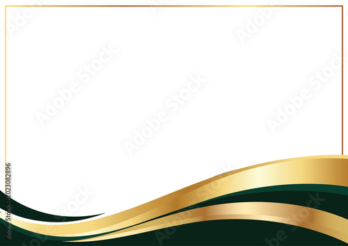 luxury abstract certificate template with gold and green line on the bottom and white background