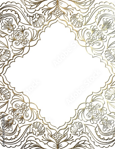 Luxury Gold Ornamental Floral Frame Background with Copy Space for Invitations, Banners