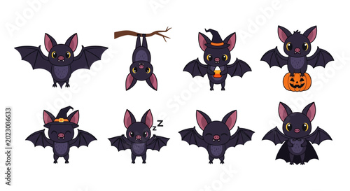 Konstfotografi Halloween bats in various poses.