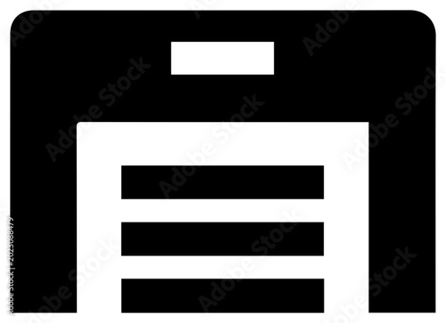 Solid black filled icon of a garage vehicle parking sign with white details on a clean background
