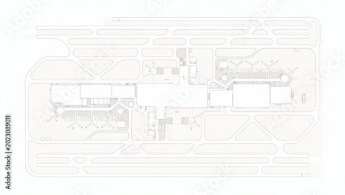 Foto aerial blueprint layout of airport infrastructure in white minimal style