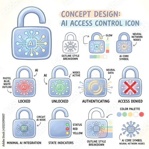Concept Design of AI Access Control Icon for Security Systems.