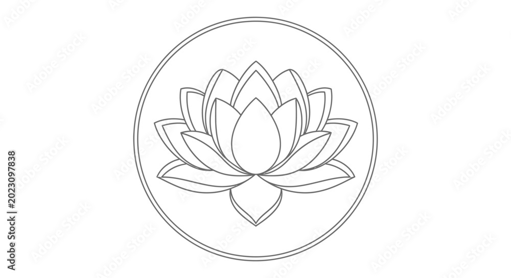 Fototapeta premium A line drawing of a lotus flower.