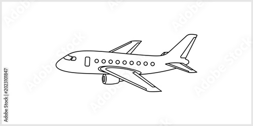 Simple Line Drawing of an Airplane in Flight
