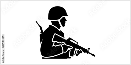 Tableau sur toile Silhouette Soldier Holding Rifle