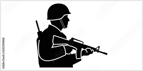 Canvas Print Silhouette of a Soldier Holding a Rifle