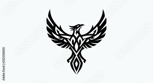 Fotografie Stylized phoenix emblem on white background