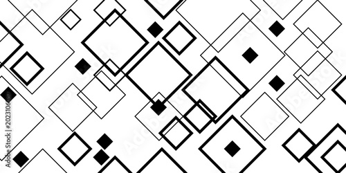 Schilderij op canvas A stylish monochrome pattern of concentric and solid squares placed asymmetrically, offering plenty of white space for text and custom design projects