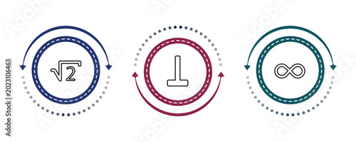 Cuadro en lienzo outline signs icons set - square root, perpendicular, infinity