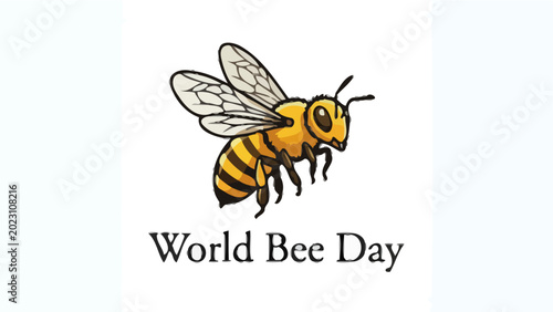 Photos Honey bee illustration with striped abdomen on white background