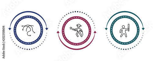 Quadro em tela outline people icons set - complex, firefighter working, man attacking