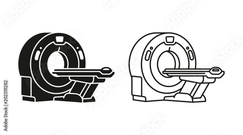 Konstfotografi magnetic resonance imaging machine icon black and white line art
