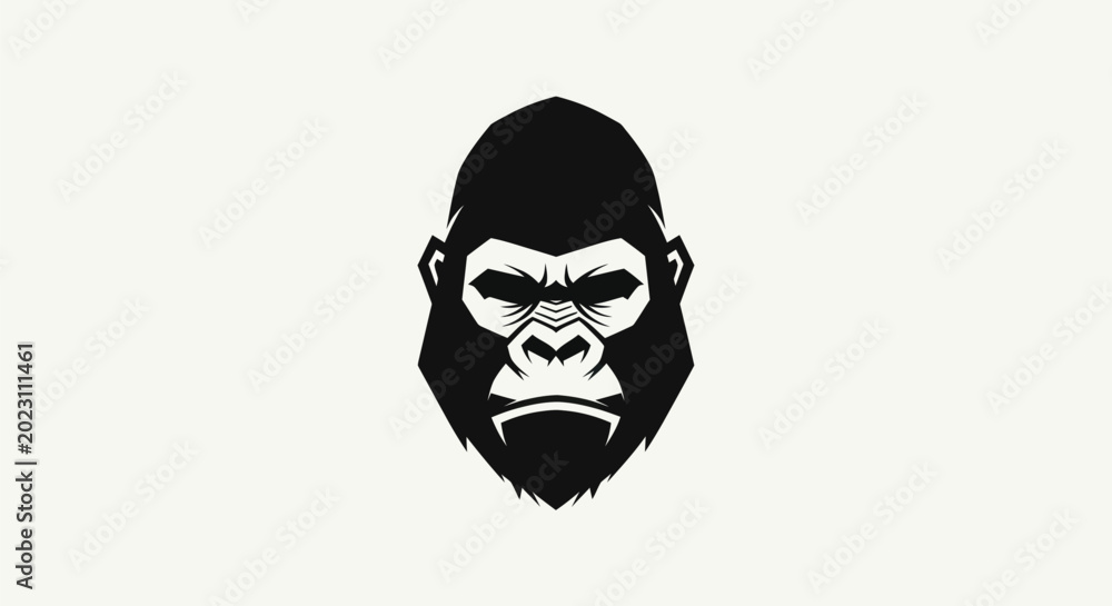 Fototapeta premium Black and white gorilla head illustration