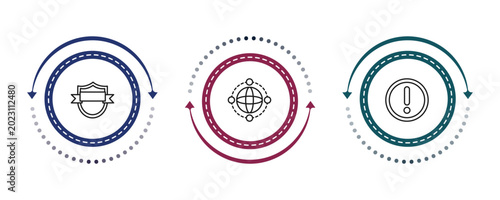 Cuadro en lienzo outline internet security icons set - gdpr shield, network, access denied