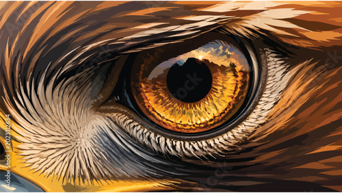 Canvastavla Majestic Eagle Eye Close-Up: Sunrise Reflection, Fierce Vision, Wildlife Power