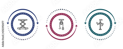 Quadro su tela outline industry icons set - lift, sheave, eco windmill