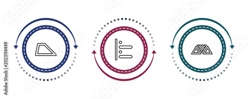Bild auf Leinwand outline geometric figure icons set - trapezium, left alignment, triple triangle