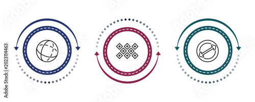 Tableau sur toile outline geometry icons set - sphere, tile, diameter