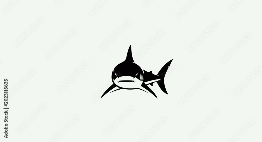 Fototapeta premium Shark silhouette isolated on white