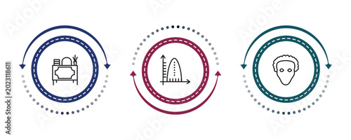 Bild auf Leinwand outline education icons set - teacher desk, ballistic, othello