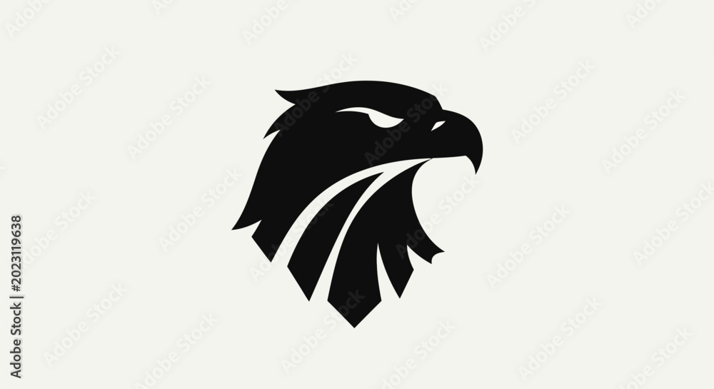 Fototapeta premium Eagle head silhouette against white background