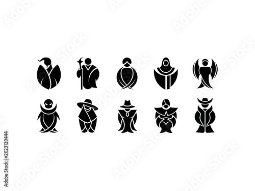 Cuadro en lienzo Abstract figures characters silhouettes in stylized forms.