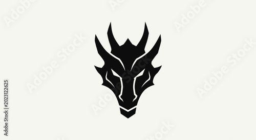 Black dragon head silhouette on white