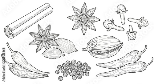 Photos A collection of various spices and herbs.