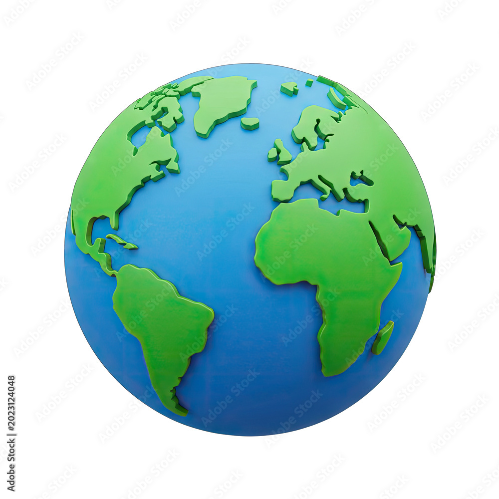 Fototapeta premium Stylized 3D Globe with Continents