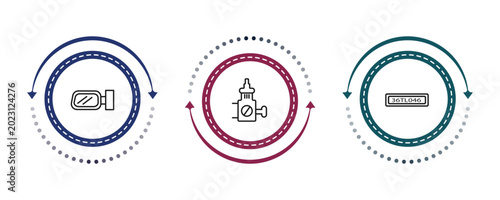 Εκτύπωση καμβά outline car parts icons set - car wing mirror, car choke, numberplate