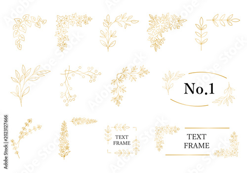 Gold foliage corner frame set