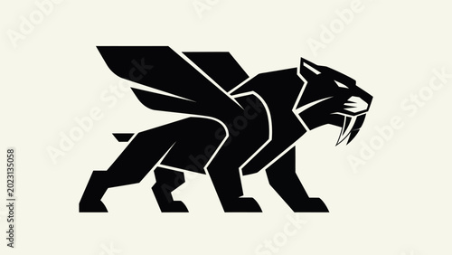 Tableau sur toile Winged saber toothed cat silhouette