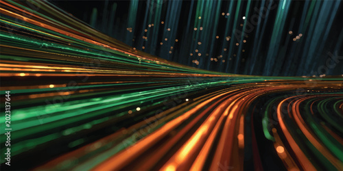 Obraz na płótnie Vibrant traffic light trails and fast-moving cars create a dynamic motion blur o