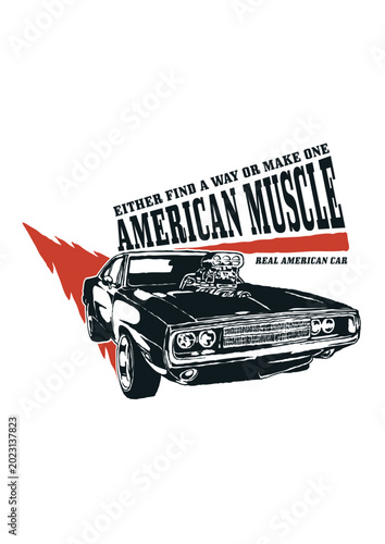 Classic american muscle car racing vector illustration drag racer