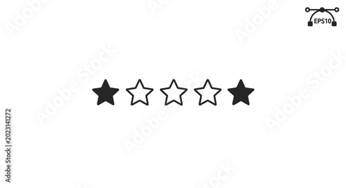 Foto A set of five star ratings icons.