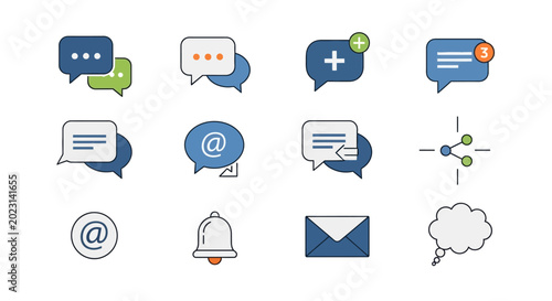 Quadro su tela Collection of chat and communication icons.