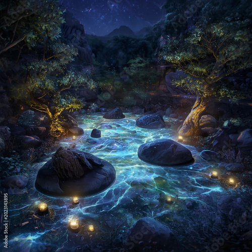 Enchanted Forest Circle — Glowing Runes Illuminating the Night Woods