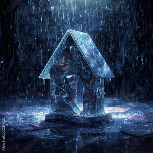 House of Cards in the Storm — Fragile Beauty Amid Falling Rain