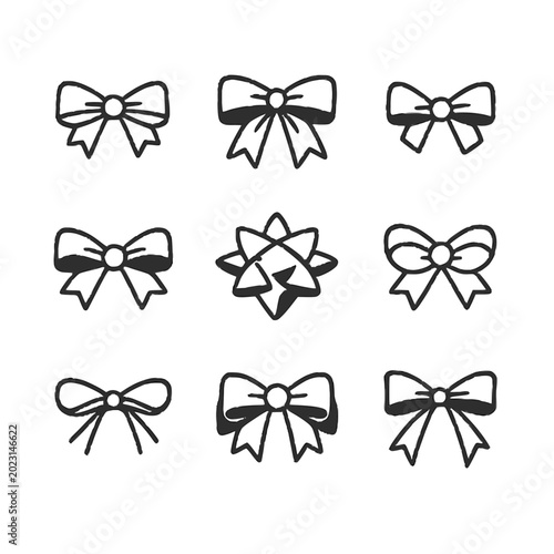 set of black ribbon bows