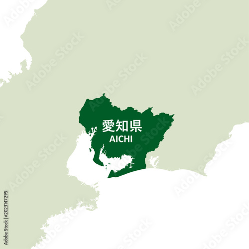 イラスト素材日本地図：愛知県,東海地方,中部地方,都道府県