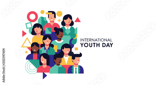 International Youth Day Illustration with Diverse Group of Young People