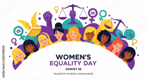 Women Equality Day Celebration with Diverse Group of Empowered Females