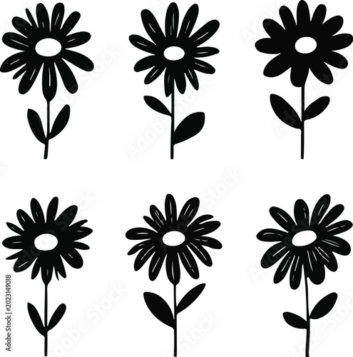Set of Colorful Vector Flower Icons with Floral Nature Design Illustration