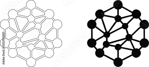 Foto Abstract network connection node icon showing geometric mesh structure and digital linkage