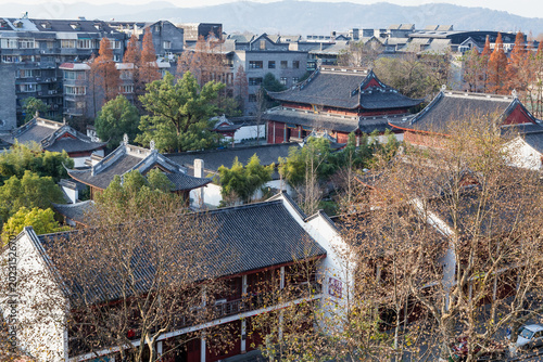 Tableau sur toile Aerial View of Hangzhou Confucius Temple in Autumn