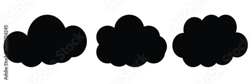 Schilderij op canvas Black Clouds vector icon  set
