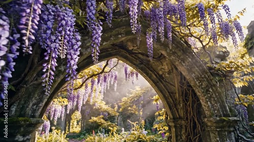 Enchanted Wisteria Archway in a Magical Garden